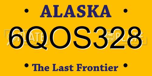6QOS328 Alaska License Plate