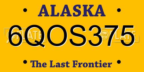 6QOS375 Alaska License Plate