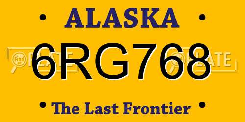 6RG768 Alaska License Plate