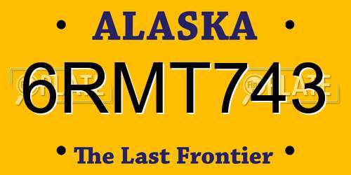 6RMT743 Alaska License Plate