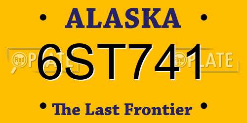 6ST741 Alaska License Plate
