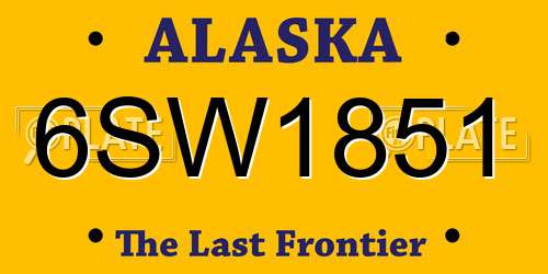6SW1851 Alaska License Plate