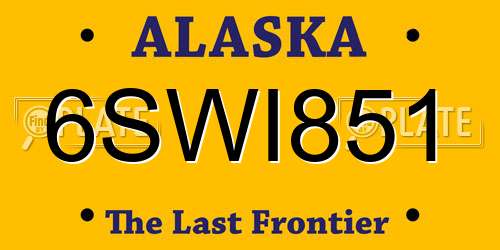 6SWI851 Alaska License Plate