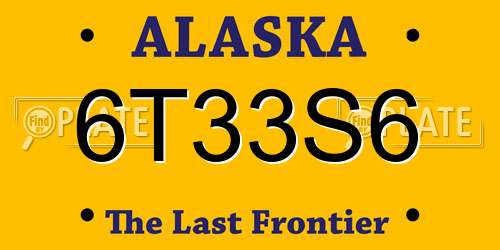 6T33S6 Alaska License Plate