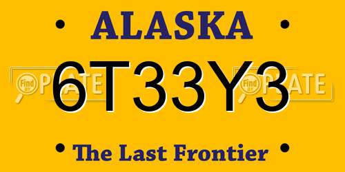 6T33Y3 Alaska License Plate