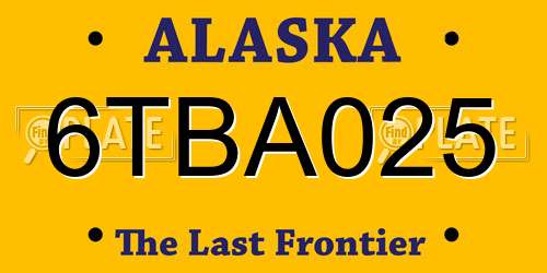 6TBA025 Alaska License Plate