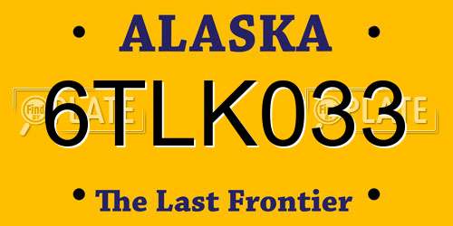6TLK033 Alaska License Plate
