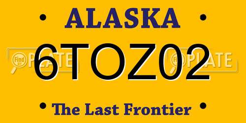6TOZ02 Alaska License Plate
