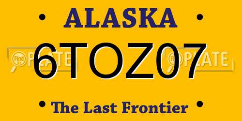 6TOZ07 Alaska License Plate
