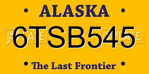 6TSB545 Alaska License Plate