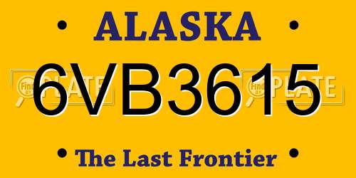 6VB3615 Alaska License Plate