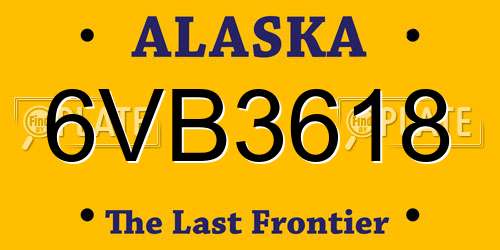 6VB3618 Alaska License Plate