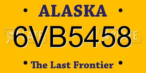 6VB5458 Alaska License Plate