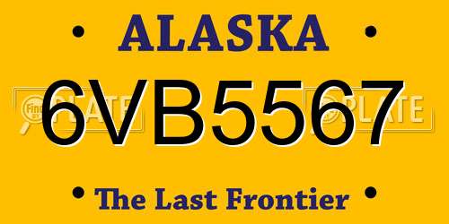 6VB5567 Alaska License Plate