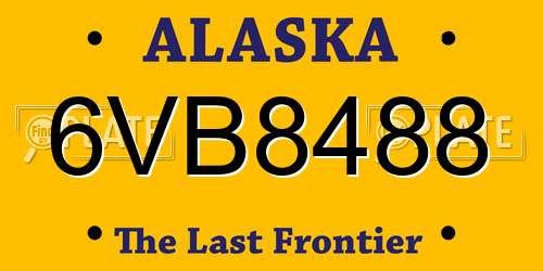 6VB8488 Alaska License Plate