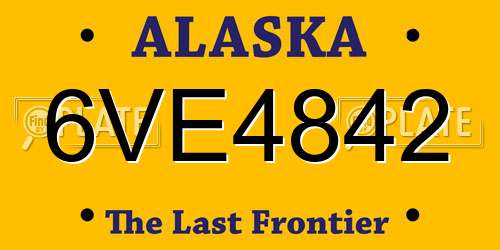 6VE4842 Alaska License Plate