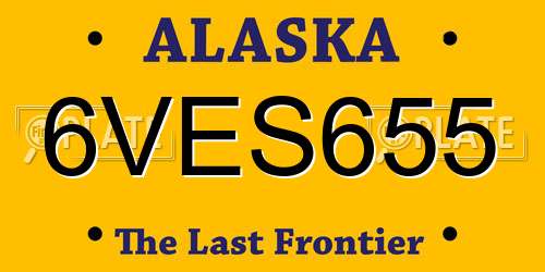 6VES655 Alaska License Plate
