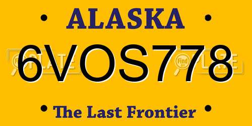 6VOS778 Alaska License Plate