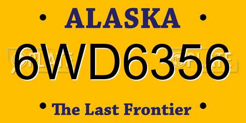 6WD6356 Alaska License Plate