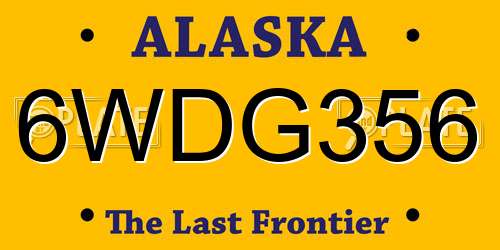 6WDG356 Alaska License Plate