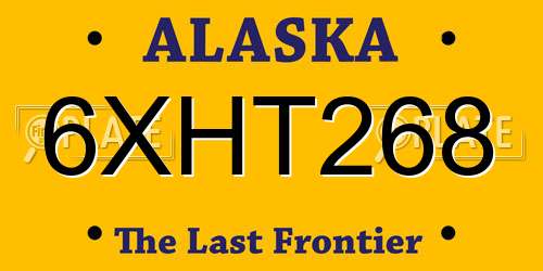 6XHT268 Alaska License Plate