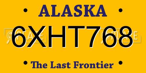 6XHT768 Alaska License Plate