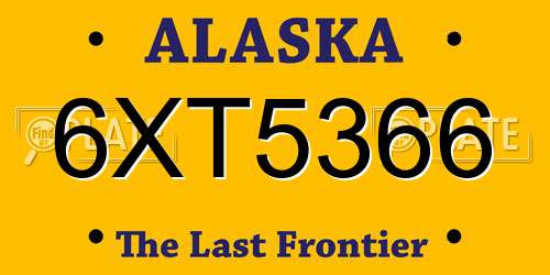 6XT5366 Alaska License Plate