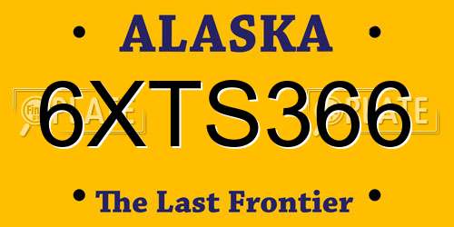 6XTS366 Alaska License Plate
