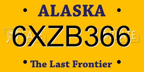 6XZB366 Alaska License Plate
