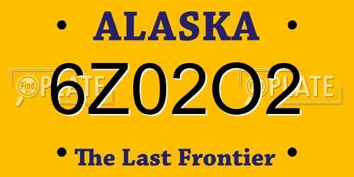 6Z02O2 Alaska License Plate
