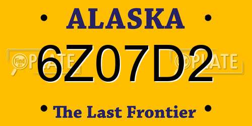 6Z07D2 Alaska License Plate