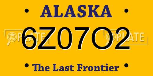 6Z07O2 Alaska License Plate