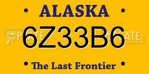 6Z33B6 Alaska License Plate