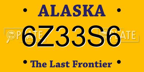 6Z33S6 Alaska License Plate