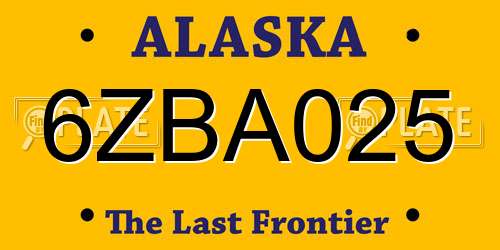 6ZBA025 Alaska License Plate