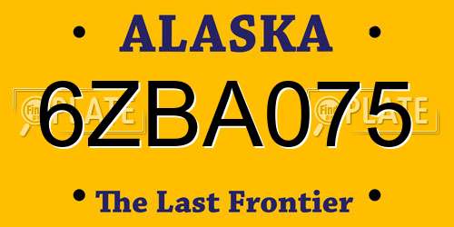6ZBA075 Alaska License Plate