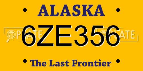 6ZE356 Alaska License Plate