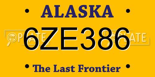 6ZE386 Alaska License Plate