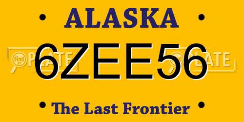 6ZEE56 Alaska License Plate