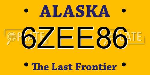 6ZEE86 Alaska License Plate