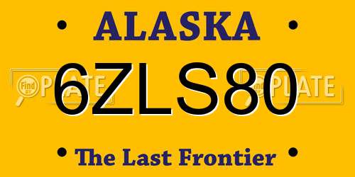 6ZLS80 Alaska License Plate
