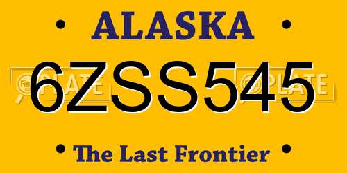 6ZSS545 Alaska License Plate