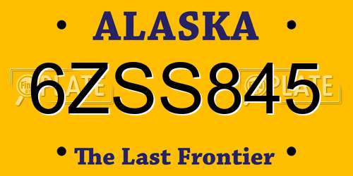 6ZSS845 Alaska License Plate