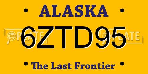6ZTD95 Alaska License Plate