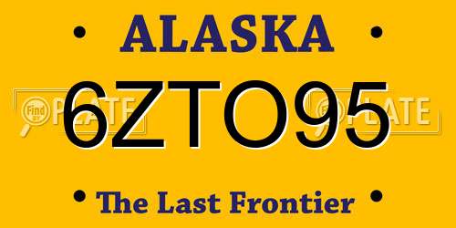 6ZTO95 Alaska License Plate