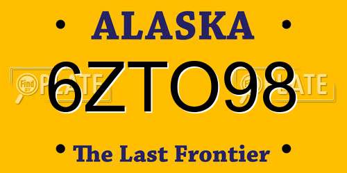 6ZTO98 Alaska License Plate