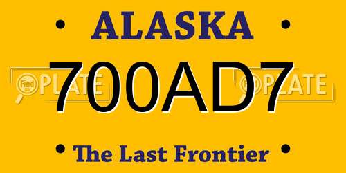 700AD7 Alaska License Plate