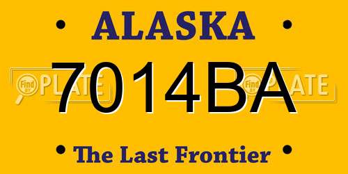 7014BA Alaska License Plate