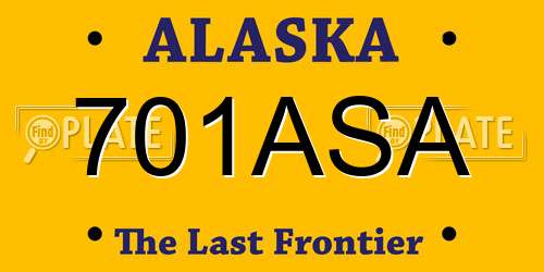 701ASA Alaska License Plate