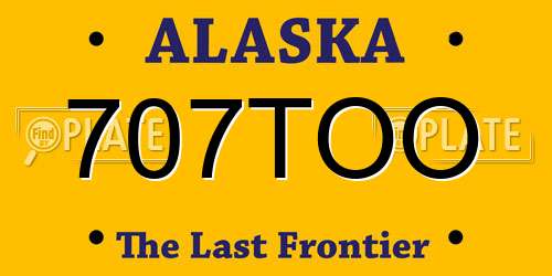 707TOO Alaska License Plate